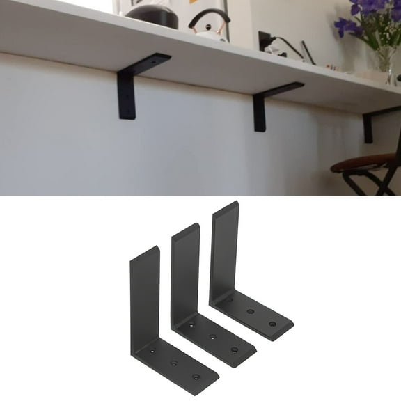 Kojem 3 Countertop Support Brackets Corbel Lot L Shelf 6"x8" Heavy Duty Black Steel