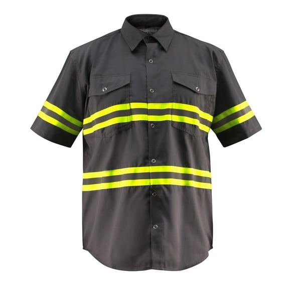 Premium High Visibility Safety Shirt - Half Sleeve (4X-Large, Dark Grey)