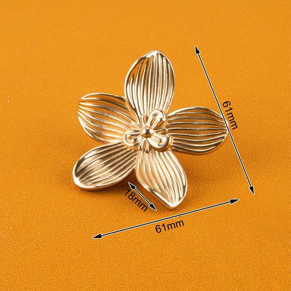 Zinc Alloy Drawer Pulls With Floral Design – 61mm Length, Antique Bronze & Gold Finish, Single Hole Handle For Cabinets, Dressers & Furniture (Gold-2)