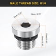 thumbnail image 2 of Uxcell 2pcs Tapón de Tubo de Acero Inoxidable 304 Fitting M22x1.5 Rosca Masculina Métrica Cabeza Hexagonal Tapones de Cabeza Hexagonal con Anillo de Sellado para Tubo de Aire Agua Aceite Gas, 2 of 6