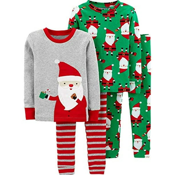 Carter s Infant Toddler Boys Gray Santa Milk Cookies Christmas