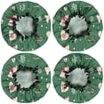 thumbnail image 2 of Shower Caps,Green Christmas Pattern Waterproof Shower Cap for Women 4 Pieces,Double Reusable Hair Cover for Shower PEVA Elastic Stretch Hem, 2 of 7