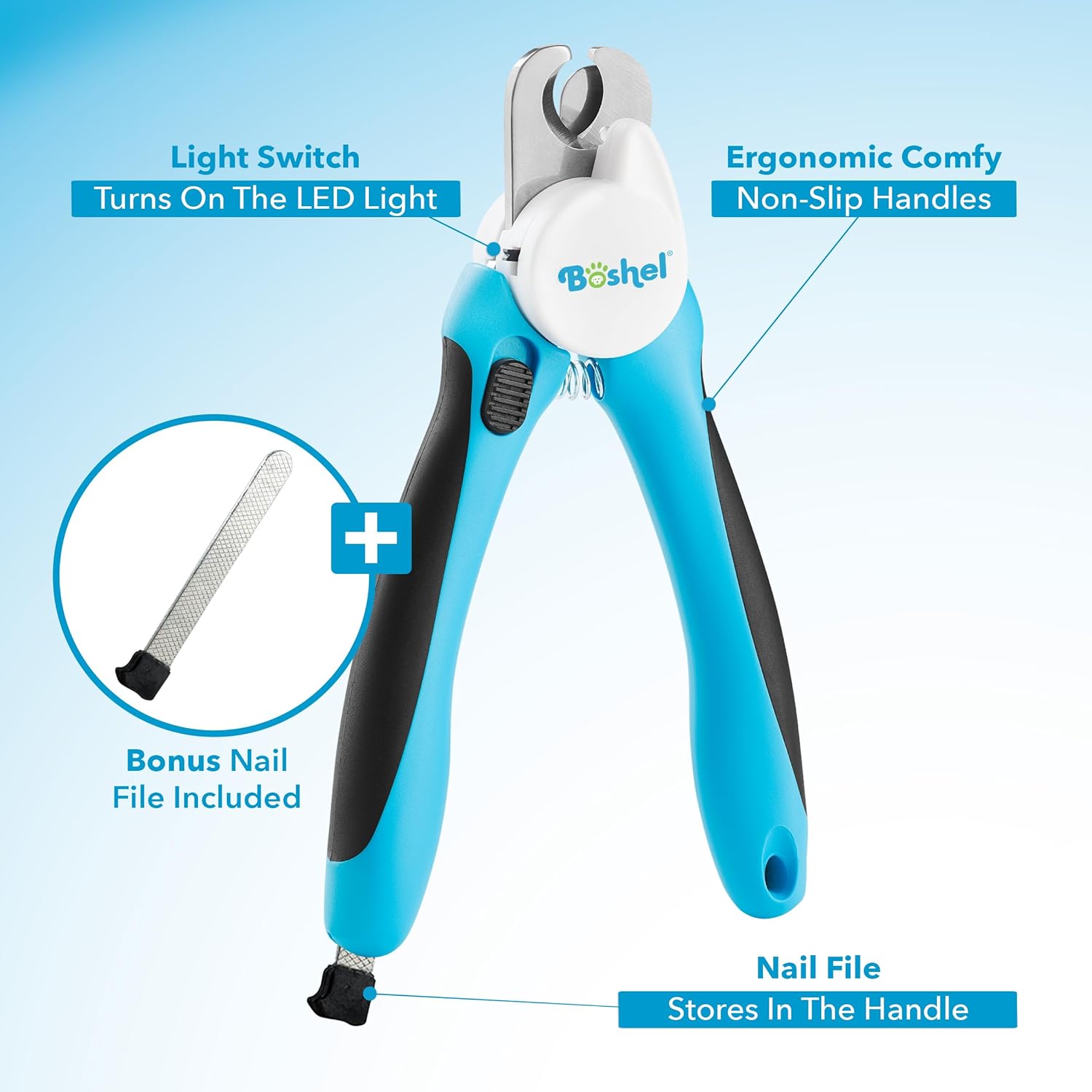 BOSHEL LED Dog Nail Clippers with Safety Guard, Battery Powered photo 6