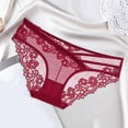 thumbnail image 2 of Womens High Waist Sexy Lace Mesh Underwear Womens Underwear Comfortable Lace Thong Ruffled Panties Women Pack Barely There Panties for Women Bikini Lot Feel Foxy Booster on Clearance XL Red, 2 of 3