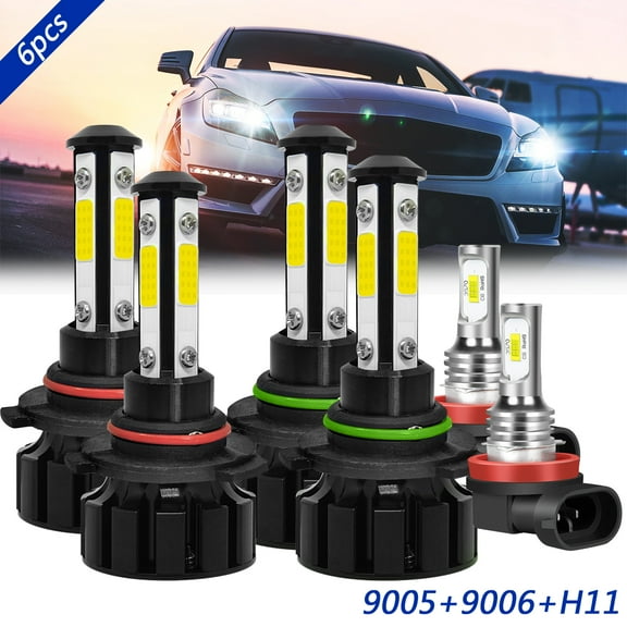 9005 High 9006 Low H11 Fog Light for Honda Accord 2006-2007 LED Headlight Bulbs White 6pcs