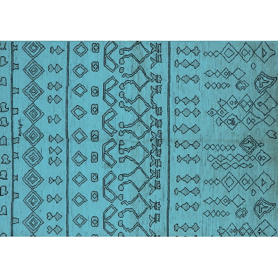 Ahgly Company Indoor Rectangle Solid Light Blue Modern Area Rugs, 5' x 8'
