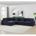 thumbnail image 3 of LolLov Furniture 6 Piece Modern Polyester L Shaped Sectional Sofa Set Dark Blue, 3 of 6