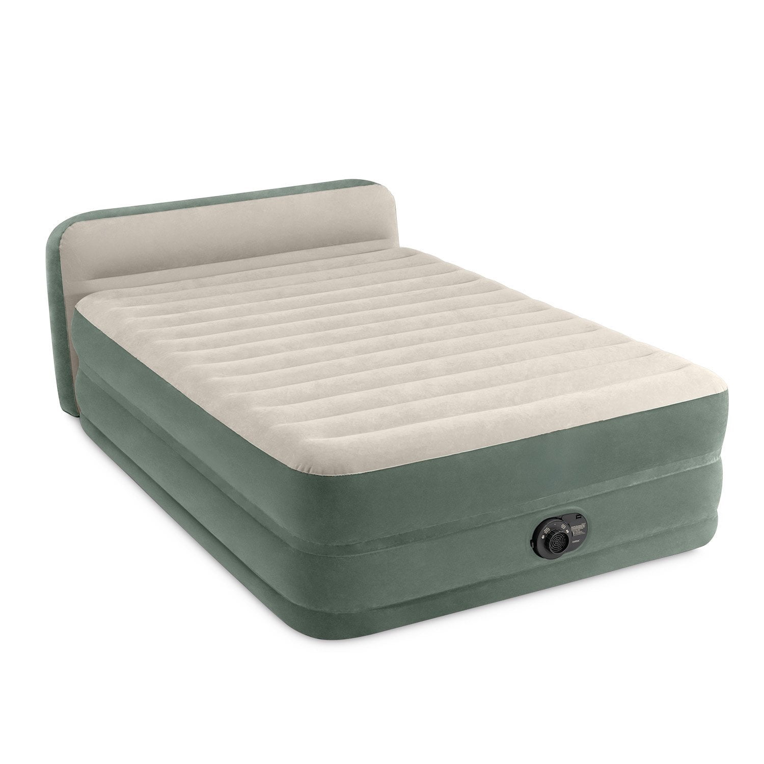 Intex 22" Queen Premium Comfort Air Mattress with Built-In Pump and Headboard (Model 66150S)