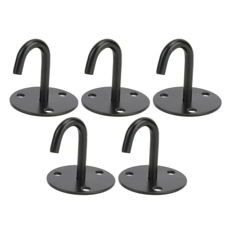 

5Pcs Heavy Duty Fixed Pad Eye Plate Thickened Black 304 Stainless Steel J Shaped Ceiling Mount Hanger L