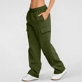 thumbnail image 3 of RQYYD Women High Waisted Drawstring Wide Leg Cargo Pants Trendy Casual Baggy Joggers Pants with Pockets, 3 of 7