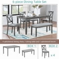 thumbnail image 5 of 6 Piece Dining Table Set, Wooden Rectangular Kitchen Table with 4 Dining Chairs with Cushions and 1 Bench with Cushion, Kitchen Dining Room Table Set for 6 (Gray), 5 of 8