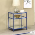 thumbnail image 4 of Furniture of America Table d'Appoint à 2 Tablettes avec Dessus en Verre, Bleu, 4 of 5