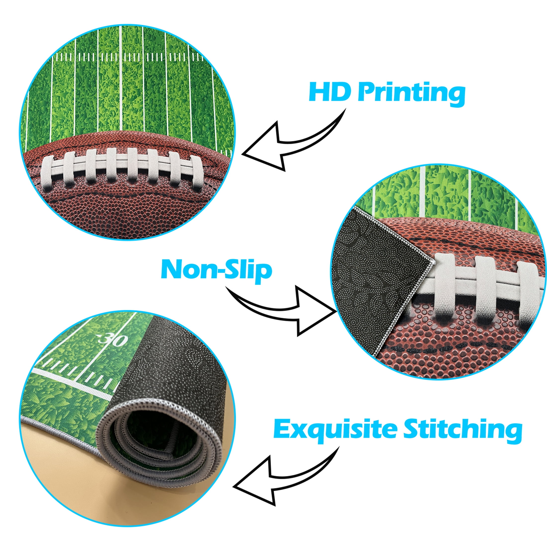 Osimiccp Football Rug, Non-Slip Bedroom Carpet, 3'x5', Football Field Design
