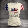 thumbnail image 5 of Youpwaven Women's 250th Anniversary USA Graphic T-Shirt, 2026 "We The People" Mismatched Sleeve Tee, Patriotic Ripped Flag Celebration Shirt, Independence Day Apparel, 5 of 6