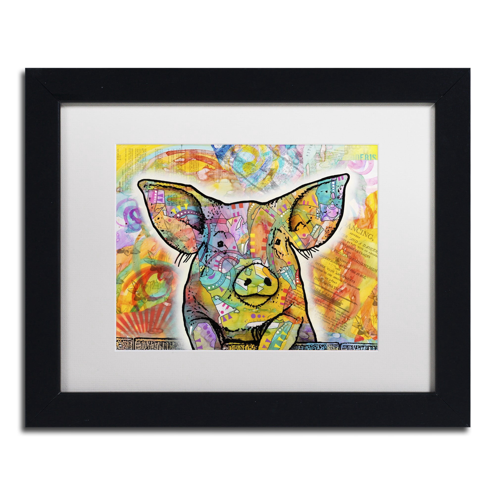 Trademark Fine Art 'The Pig' Canvas Art by Dean Russo, White Matte, Black Frame