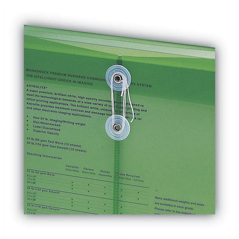 Poly String and Button Interoffice Envelopes, Open-End (Vertical), 9.75 x 11.63, Transparent Green, 5/Pack Poly String and Button Interoffice Envelopes, Open-End (Vertical), 9.75 x 11.63, Transparent Green, 5/Pack