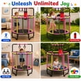 thumbnail image 2 of 55" Toddler Trampoline, Activity Center with Gym Bar, Punching Bag, Rings, Ball Pit, Kids Trampoline, Indoor Toddler Play Gym, Mini Trampoline for Ages 3–6, 110lbs Weight Capacity, Pink, 2 of 7