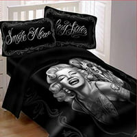 JPI David Gonzalez Art Smile Now Cry Later Marilyn Monroe Super Soft Luxury Comforter Set, Queen, 3 Piece