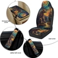 thumbnail image 5 of Xoenoiee Galaxy Bear Forest Print 5 PCS Car Accessories Faux Leather Automotive Seat Covers Full Set Seat Belt Pads Center Console Cover for Women Men, 5 of 7