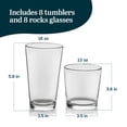 thumbnail image 3 of Libbey Flare Rocks, Glass Tumbler Set, Stylish Lead-Free Drinking Glasses Set of 16, Dishwasher-Safe Glass Cups Set for Daily Use and Parties, 3 of 6