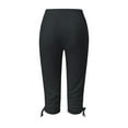 thumbnail image 6 of Capri Leggings for Women Summer Casual Elastic High Waist Drawstring Ruched Hem Workout Yoga Cropped Capris Pants, 6 of 6