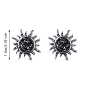 SUSHANG Vintage Natural Crystal Cluster Earrings Gothic Jewelry Punk Stud Earrings for Men Women Stunning Sun Earrings Black Rock Ear Piercing Earrings