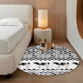 thumbnail image 3 of Black Plaid Farmhouse Round Area Rugs Collection 3', Watercolor Cute Country Cow Checkered Non Slip Indoor Circular Throw Runner Rug Floor Mat Carpet for Living Room Dining Table Bedroom Nursery, 3 of 9
