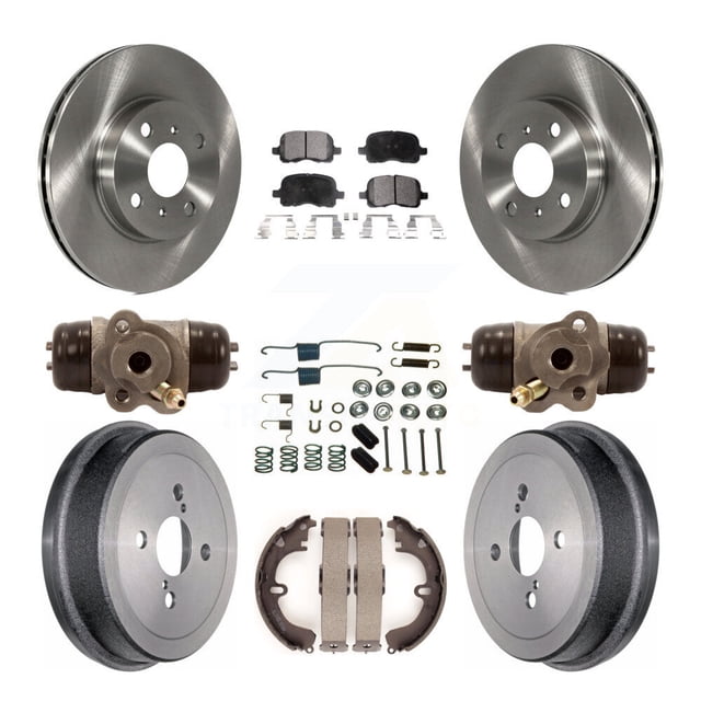 Transit Auto Front Rear Disc Brake Rotors Ceramic Pads and Drum Kit (9Pc) for Car Toyota Corolla Non-ABS K8T-102601