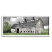 Stupell Farmland Barn Overhead Clouds Landscape Photography White Framed Art Print Wall Art