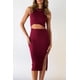 thumbnail image 5 of Vestido PRETTYGARDEN Midi Ajustado Sin Mangas con Corte Rojo Vino Talla L, 5 of 5