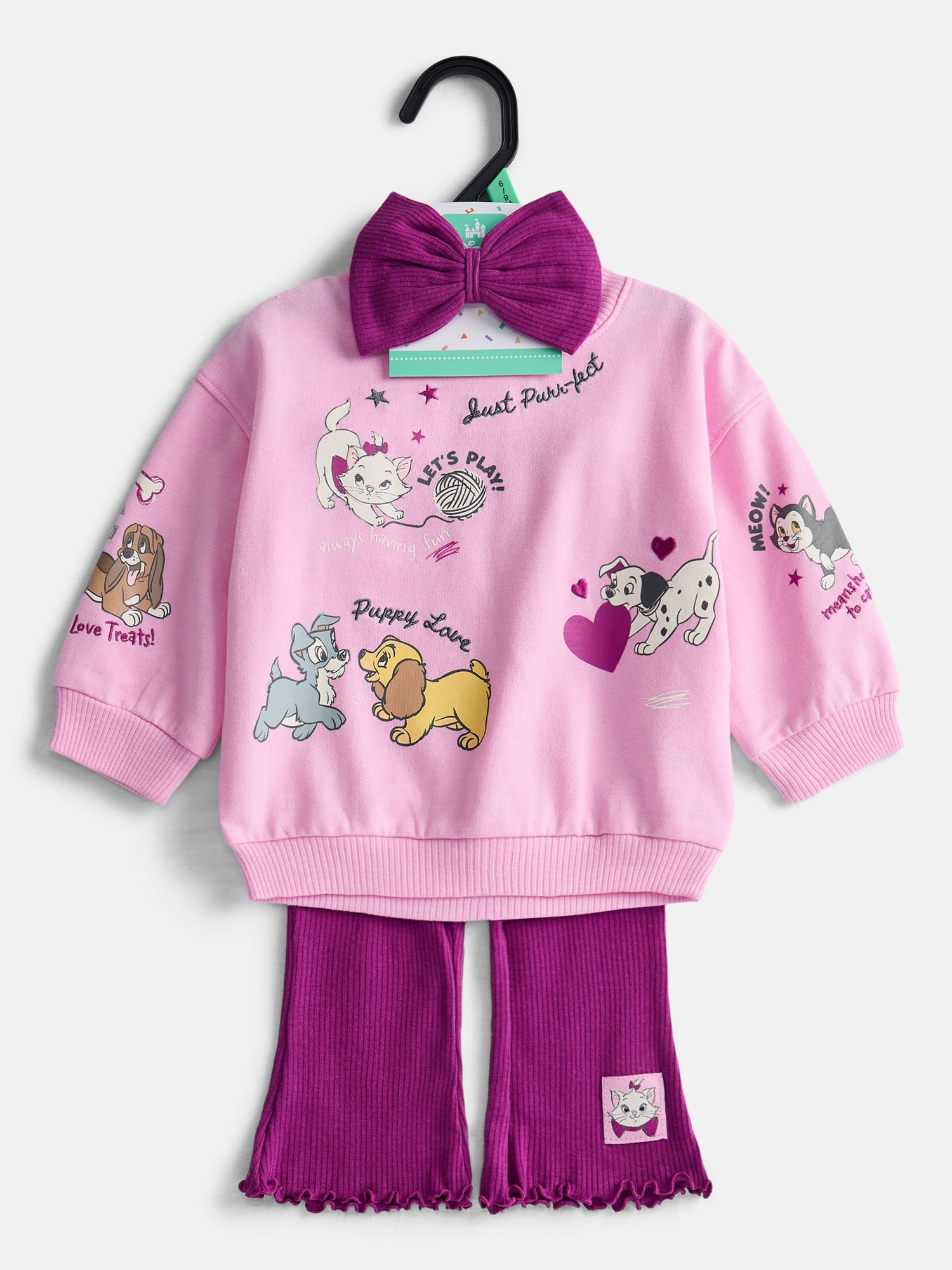 Disney Classics Baby Girl's Crewneck Sweatshirt, Leggings and Headband, 3 Piece, Sizes 0/3M-24M