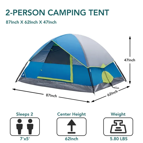 2&4 Person High Quality Camping Tent With Tent Fly, Easy Setup Dome Tent With Mesh Windows & Skylights, Lightweight Portable Tent For Outdoor Camping, Festivals & Back Yard