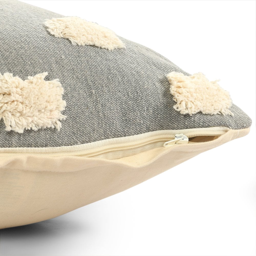 Harlow Hill Handwoven Abstract Dotted Cotton Throw Pillow Cover - 20" - Gray and Cream