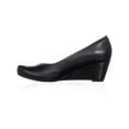 thumbnail image 3 of Womens Clarks Flores Tulip Slip On Wedge Pumps, Black Leather, 9 US / 40 EU, 3 of 5