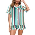 thumbnail image 2 of GDREDA Ensemble de Pyjama pour Femmes 2 Pcs Ensembles de Pyjama pyjamas pour Femmes Tigre Floral Imprimé Graphique Chemise à Boutons à Manches Courtes et Short Ensemble de Pyjama Femmes Ensembles de Pyjama pyjamas Vert Menthe,G, 2 of 5