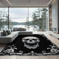 thumbnail image 2 of ODIKA 8'x10' Washable Area Rug Gothic Skull Ghost Horror Vintage Scroll Filigree Border Motif for Dining Room, Large Office, Lounge, Non-Slip Chair-Friendly Mat, 2 of 7
