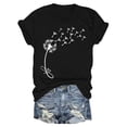 thumbnail image 5 of ZOHIUM Summer Outfits for Women Women Tops Women's Cute Roundv Neck Sunflower Wildflower Flower Lovers Graphic Casual Printed Tee Tops Black Shirt Women's （Black,L), 5 of 5