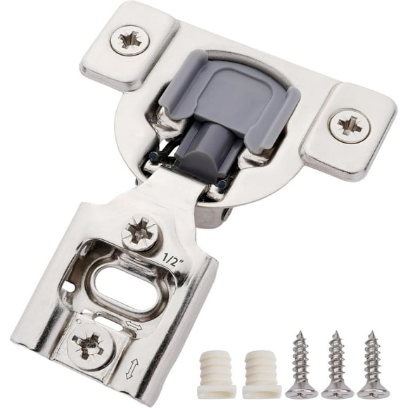 DecoBasics 40 Pack 1/2 inch Overlay Soft Close Cabinet Hinges for Kitchen Cabinets Door -Concealed Self Closing Face Frame Cabinet Hinges Brushed Nickel -Built-in Soft Close Hinges Damper-3 Way Adjust