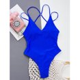 thumbnail image 5 of HUPOM One Piece Swimsuit Women Mid Waist Sheath One-Piece High Cut Beach Underwire Swimwear Clearance Blue size 4, 5 of 8