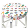 thumbnail image 5 of Salouo Hello Summer Cat Pattern Bar Stool Cushion Cover, Round Crease-Resistant Stretchy Dustproof Stool Seat Slipcover for Bar Round Chair-13 inch, 5 of 6