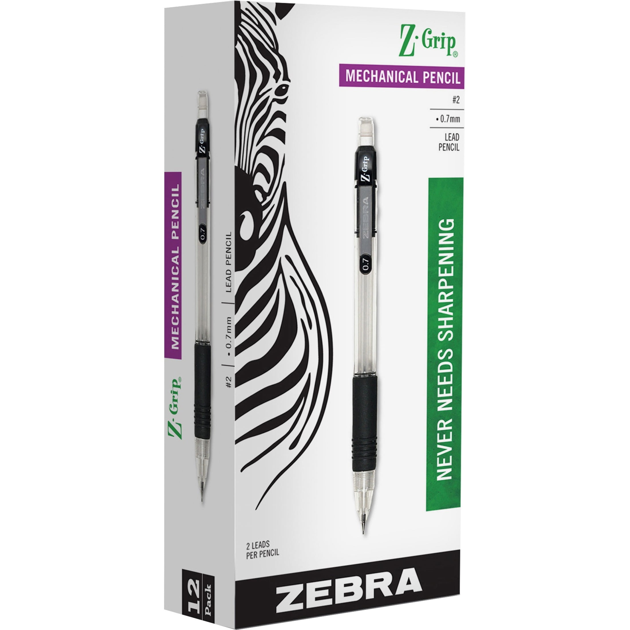 Zebra Pen, ZEB52410, Z-grip Clear Barrel Mechanical pencl, 12 / Dozen