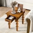 thumbnail image 2 of Solid Wood End Table with Drawer, Vintage Narrow Sofa Side Table with Spindles Legs, for Living Room, Easy Assembly, Natural, 2 of 9