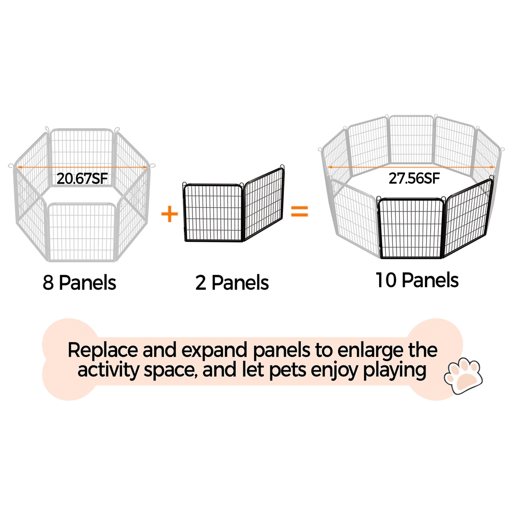 Alden Design 31.5″H Dog Playpen 2 Panels for Outdoor Indoor, Black