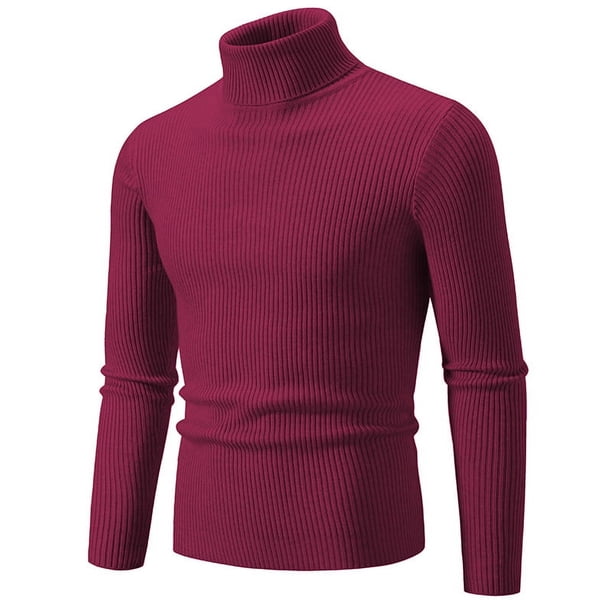 Suéter de solapa alta con camisa de fondo para hombre de otoño e invierno, suéter de color sólido, camisa de fondo para hombre