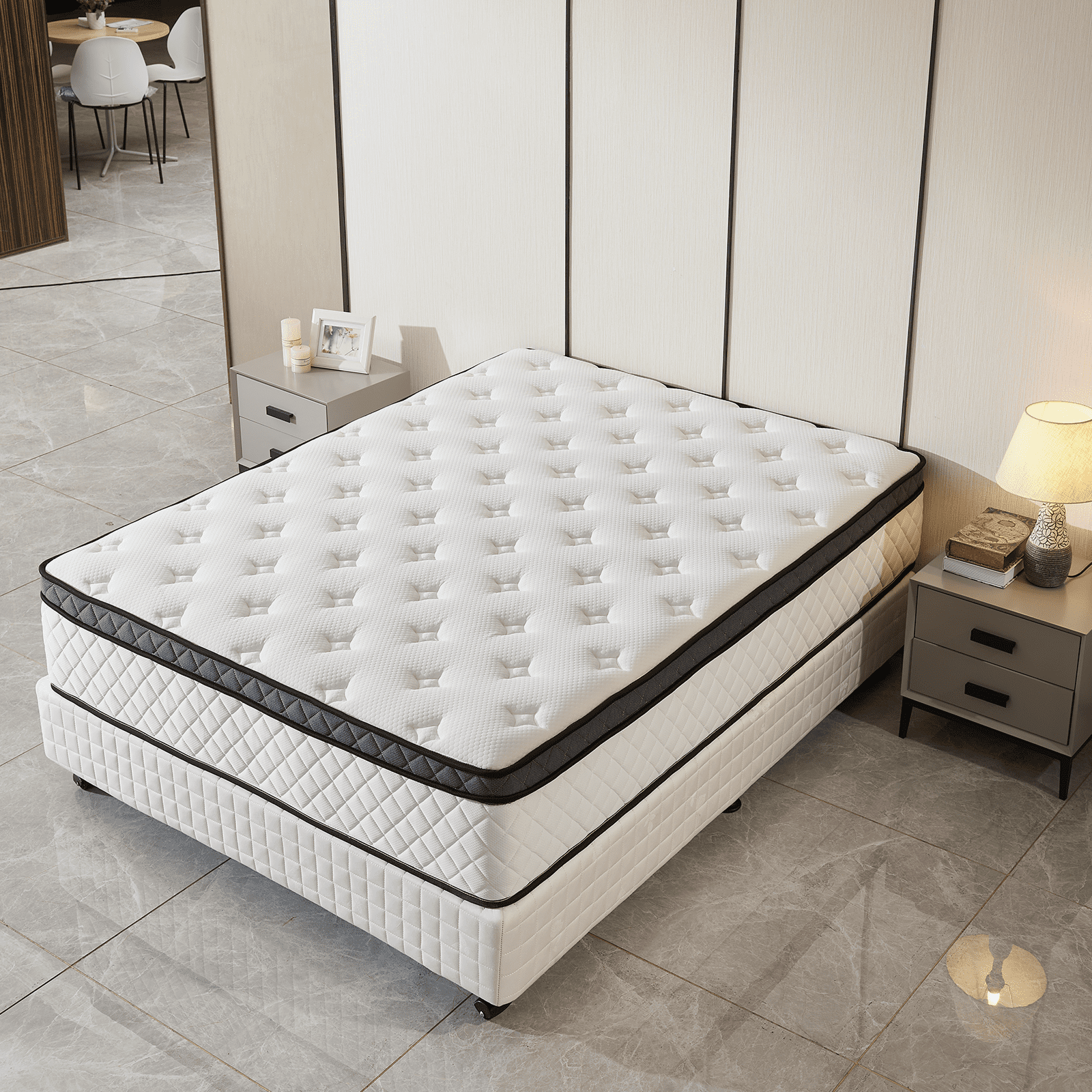 Sentryse 12" Queen Euro Top Hybrid Mattress, Medium Firm Mattress in a Box