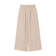 thumbnail image 4 of Capri Pants for Women Petite Wide Leg Summer Capris Pant Palazzo Loose Fit Casual Trousers with Pockets 2026 Trendy Beige XL, 4 of 6