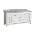 thumbnail image 4 of Abbey 72" Double Bathroom Vanity with White Cabinet and Carrara Marble Top, 4 of 6
