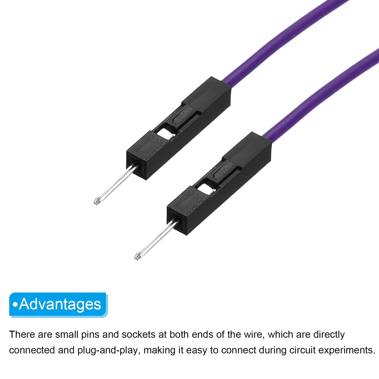 Male to Male 1Pin Breadboard Jumper Wire 2.54mm Pitch Cable 30cm 100 Pcs,Purple