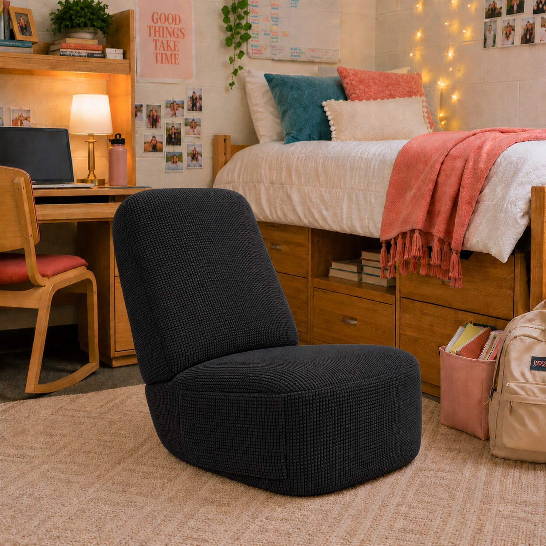 Sanford Living Roommate Rocking Accent Chair, Chenille Coal Black