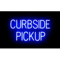 SpellBrite CURBSIDE PICKUP LED Sign for Business. 30.1" x 15.0" Blue CURBSIDE PICKUP Sign Has Neon Sign Look With Energy Efficient LED Light Source. Visible from 500 Feet, 8 Animation Settings.